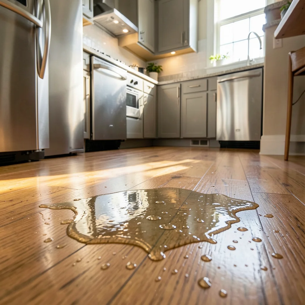 Water spill resistance test on hardwood versus laminate flooring